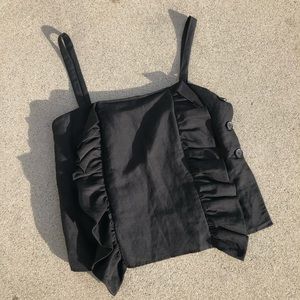 Creatures of comfort linen silk ruffle tank top